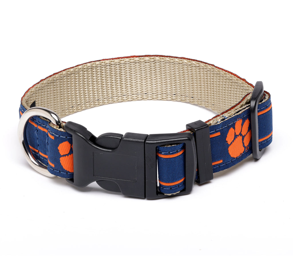 Clemson Tigers Ribbon Dog Collar (Navy) - NCAA