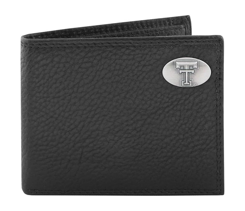 Texas Tech Red Raiders Pebble Grain Leather Bifold Concho Wallet - NCAA