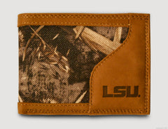 Zep Pro Louisiana State Tigers LSU Crazy Horse Leather Trifold Wallet Tin Box